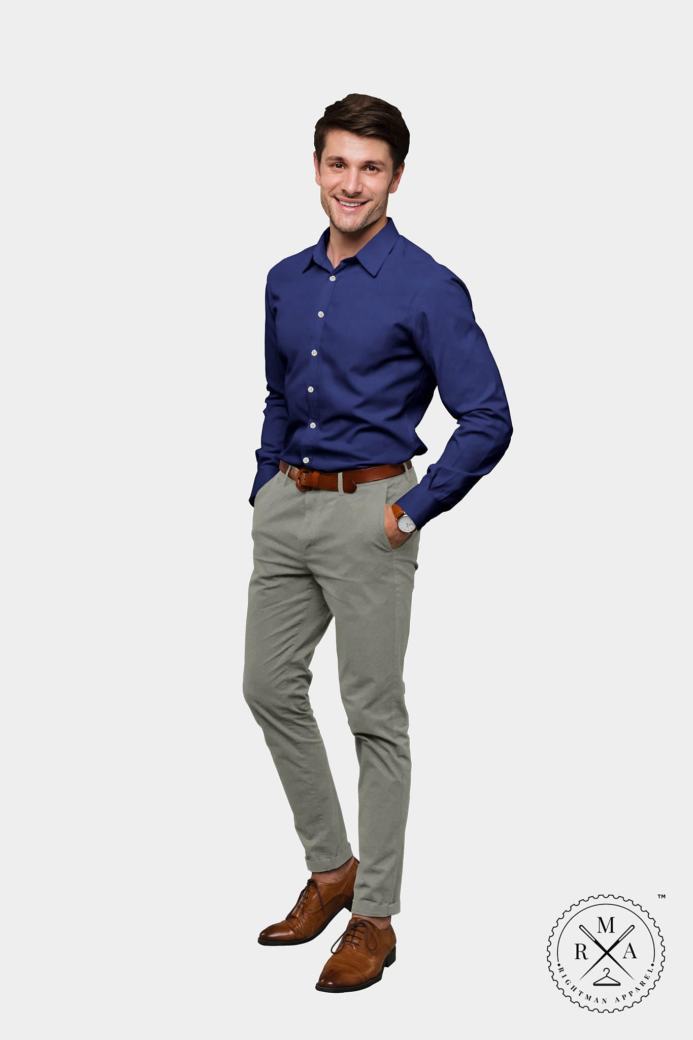 Navy Blue Satin Shirt SH344